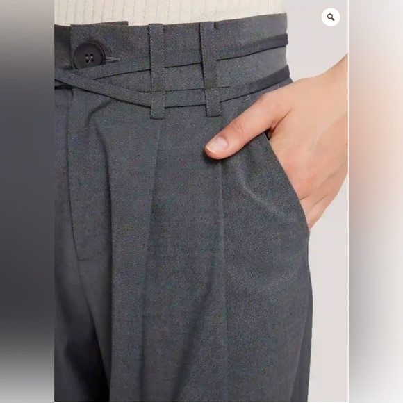 NWT Gentle Herd Wide-Leg Belted Wool-Blend Trousers, brown, size M - Picture 6 of 10